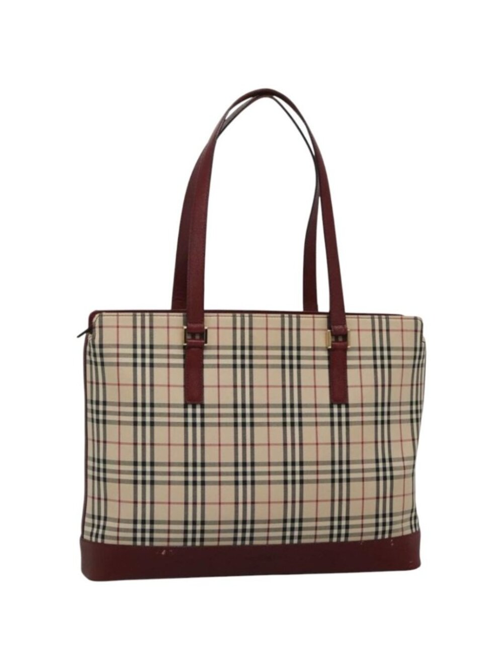 BURBERRY Nova Check Tote Bag Canvas Beige Gold